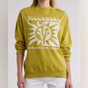 NWT Billabong Woman’s Boyfriends Back Crewneck Sweatshirt‎ Seaweed green L 🏄‍♀️